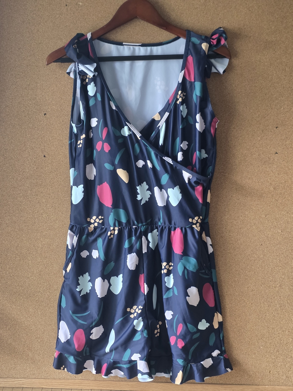 Swim Romper w/ Built‑In Bikini Top & Swim Shorts – Size M